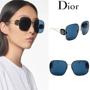 CHRISTIAN DIOR Sunglasses DiorBobby S1U B5B0 Blue and Gold Oversized Sunglasses